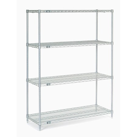 Nexel Nexelate Wire Shelving Starter Unit, Silver Epoxy, 48W X 18D X 63H 18486EP